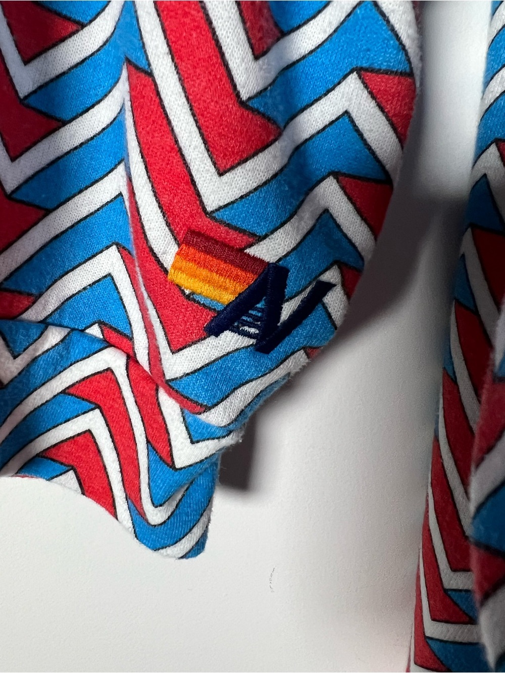 Aviator Nation Geo Zig Bolt Embroidery Relaxed Crop Pullover Hoodie Red Blue L - Picture 10 of 13